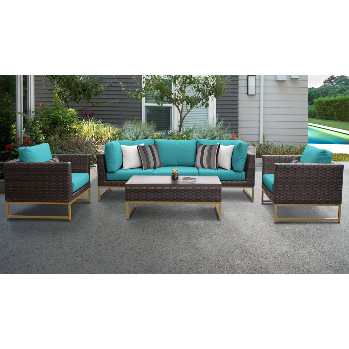Joss and Main Nauvoo 6 Piece Rattan Sofa Seating Group with Cushions