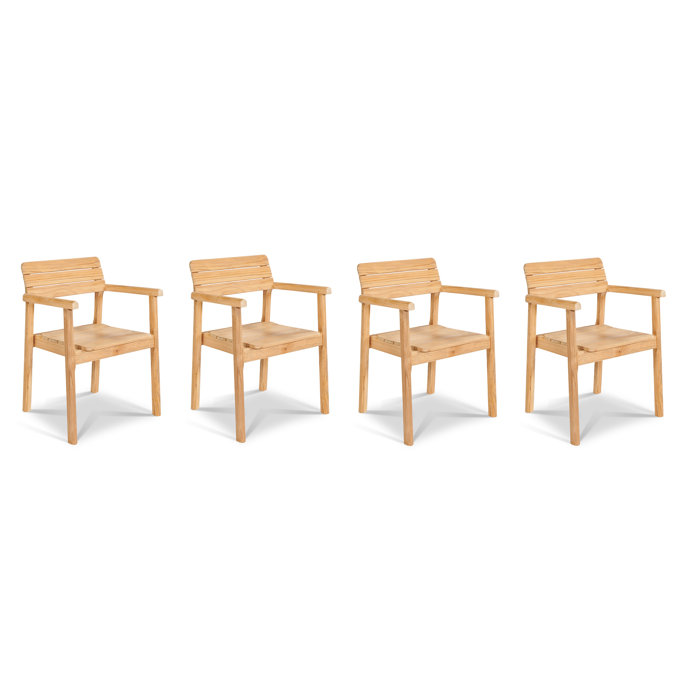 Rosecliff Heights Jaylon Stacking Teak Patio Dining Armchair