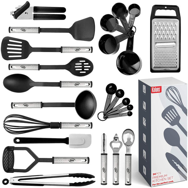 Kitchen Utensil Set 24 Nylon and Stainless Steel Utensil Set, Non-Stick and  Heat Resistant Cooking Utensils Set, Best Kitchen Tools, Useful Pots and ...