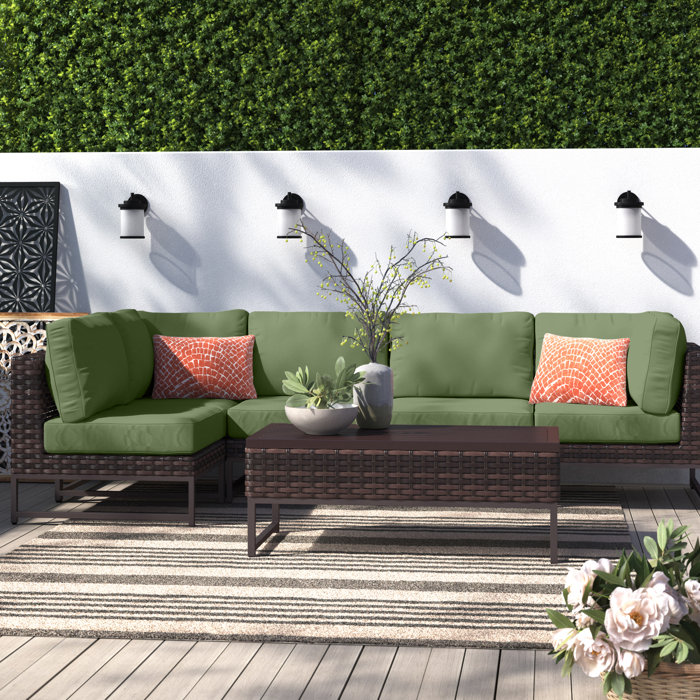 Joss and Main Nauvoo 6 Piece Rattan Sectional Seating Group