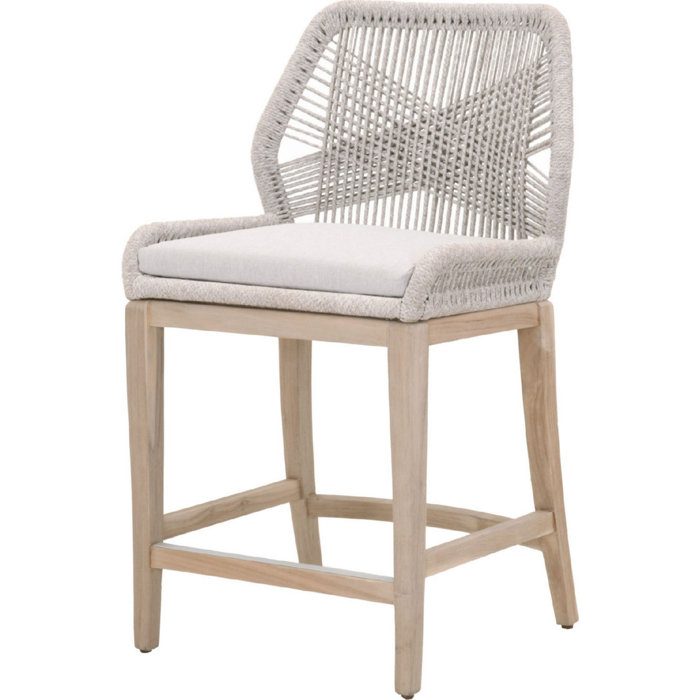 Joss and Main Kristen Outdoor Teak Patio Bar Stool with Cushion