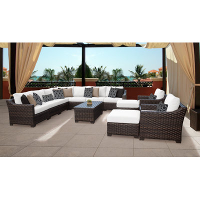 Wicker/Rattan 10 - Person Seating Group with Cushions by kathy ireland Homes and Gardens by TK Classics