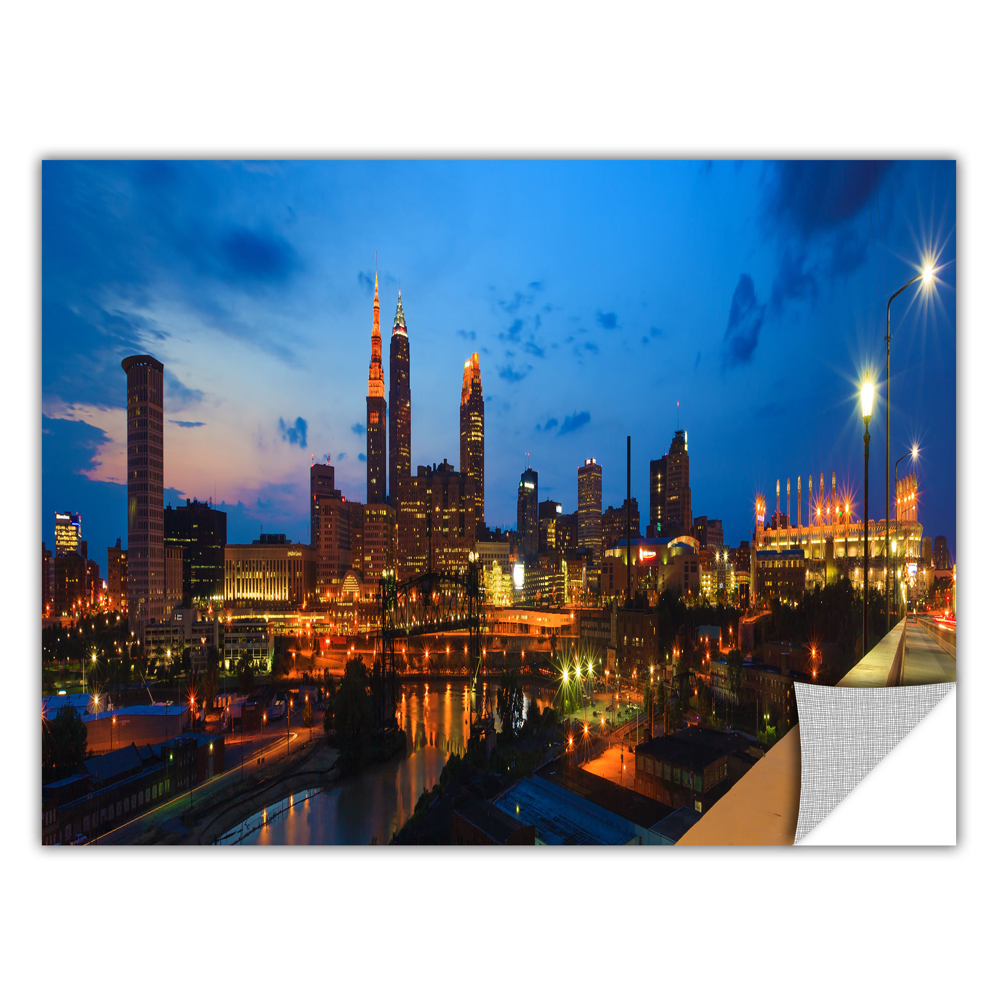12 by 18 ArtWall Cody Yorks Cleveland Skyline 7 Appeelz Removable Graphic Wall Art 