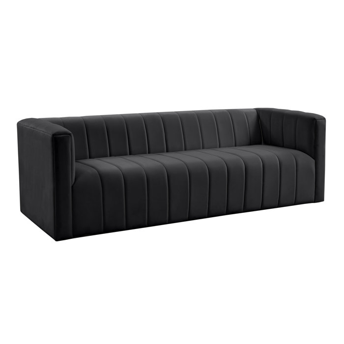 Joss and Main Kari 90" Velvet Tuxedo Arm Sofa
