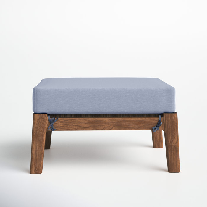 Joss and Main Sydney Grade A Outdoor Teak Ottoman with Cushion