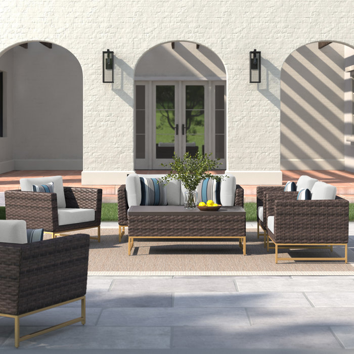 Joss and Main 4 Piece Sectional Seating Group with Cushions