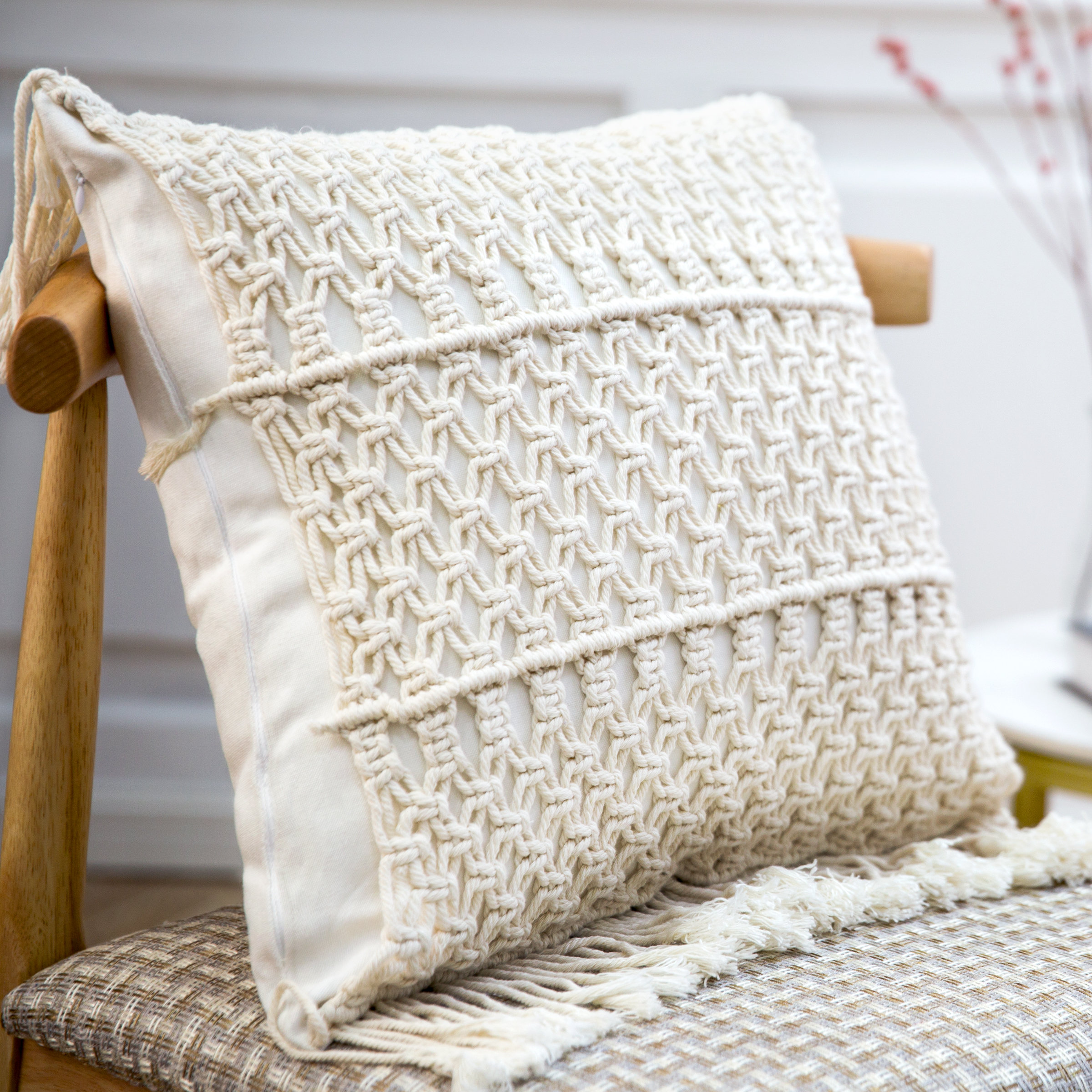 macrame throw pillow