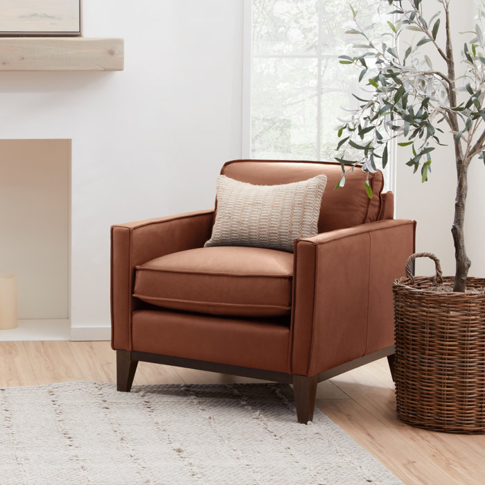 Joss and Main Cascades 33" Wide Genuine Leather Armchair