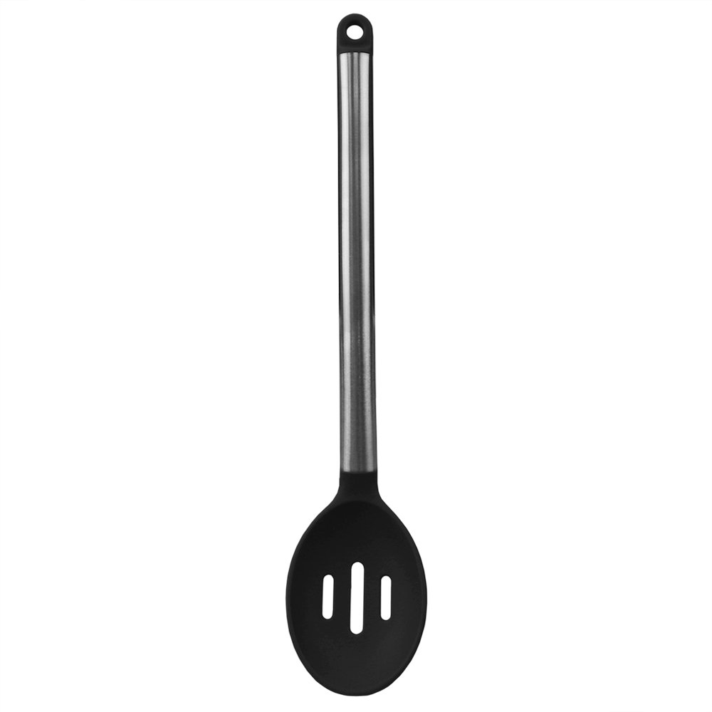 Black Stainless Steel Silicone Slotted Spoon 