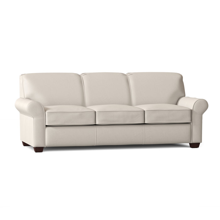 Lark Manor Mojave 81" Genuine Leather Rolled Arm Sofa