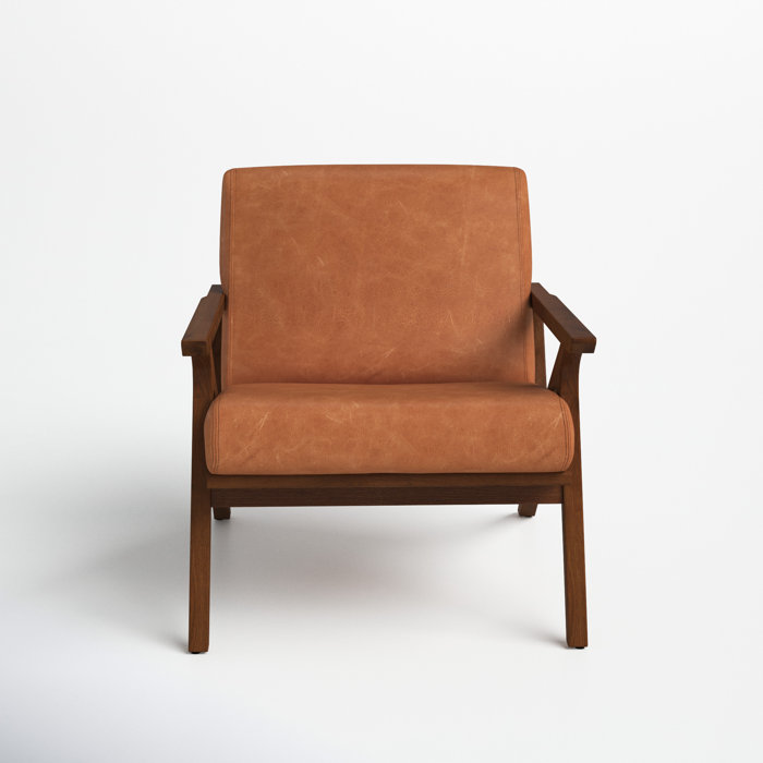 Joss and Main Estella 28.5" Wide Full Grain Leather Lounge Chair