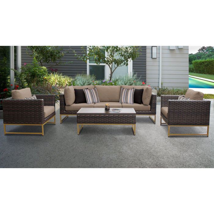 Joss and Main Nauvoo 6 Piece Rattan Sofa Seating Group with Cushions