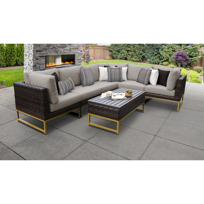 Joss and Main 7 Piece Sectional Seating Group with Cushions