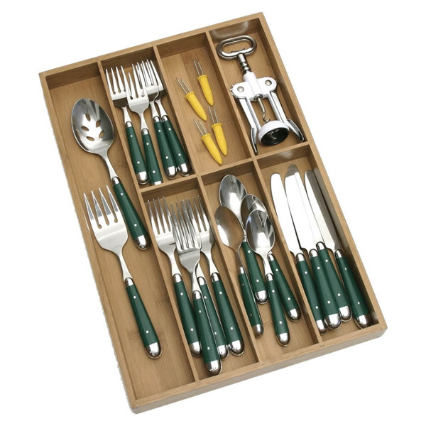 Compact Cutlery Organizer Kitchen Drawer Tray Gray 5 Compartments 3 Inch 1 Pack