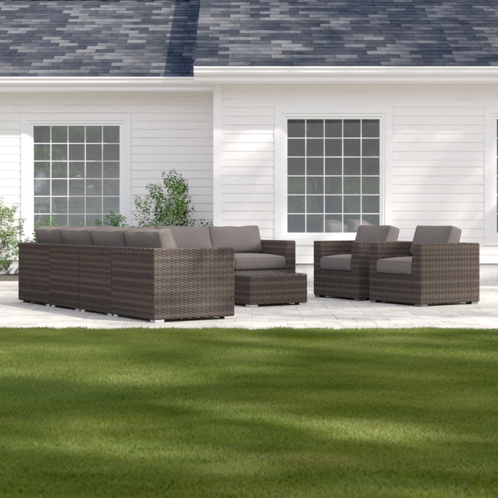 Sol 72 Outdoor Jamarion 10 Piece Wicker/Rattan Sectional Seating Group with Cushions