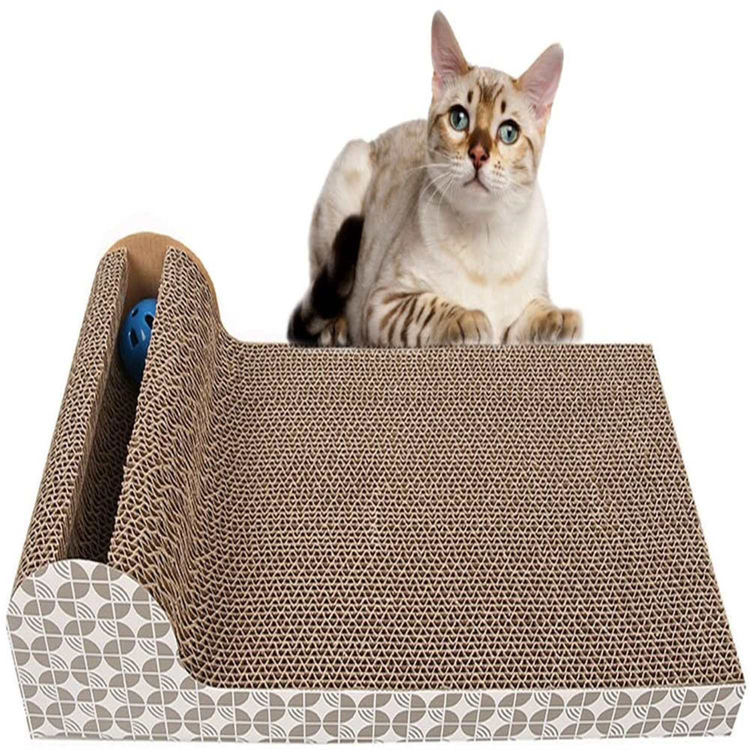 SOWLFE Cat Scratch Pad,Scratching Posts,Cat Toy Scratching Board Lounge Set with Bell-Ball Cat Free Catnip