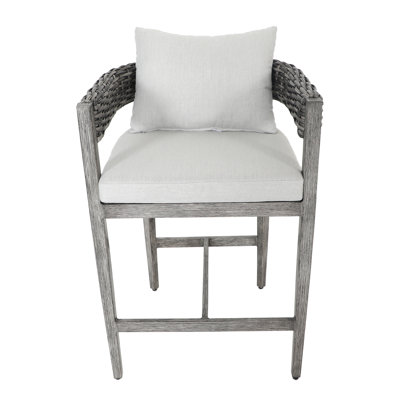 Janae 26.77" Patio Bar Stool with Cushion by Joss and Main