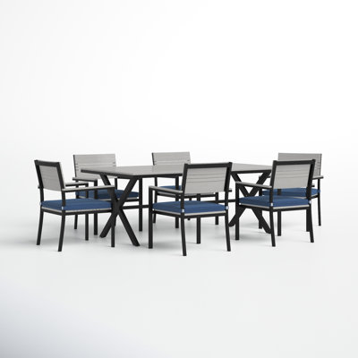 Abby Rectangular 6 - Person 78.74" Long Dining Set with Cushions by Joss and Main