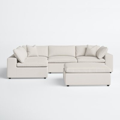 Ramona 133" Wide Symmetrical Down Cushion Sectional with Ottoman by Joss and Main