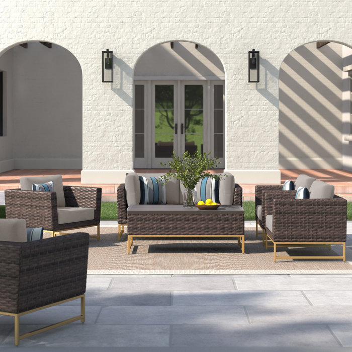 Joss and Main 4 Piece Sectional Seating Group with Cushions