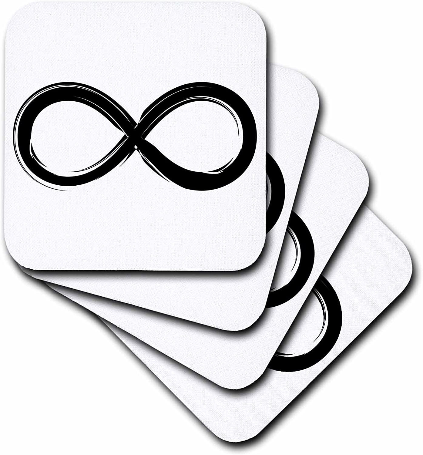 3dRose CST_24235_3 Infinity Symbol on White Background Ceramic Tile Coasters, Set of 4