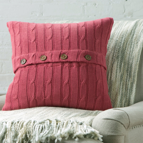 Gift Knit Twisted Cables Decorative Cushion Cover Sofa Throw Pillow Case Buttons 