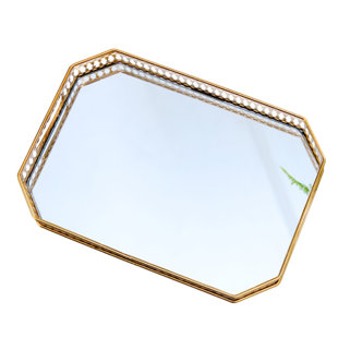 38 cm Contemporary Round Gold Mirrored Tray Metal Plate Wedding Centerpiece New 38 cm Contemporary Round Gold Mirrored Tray Metal Plate Wedding Centerpiece New