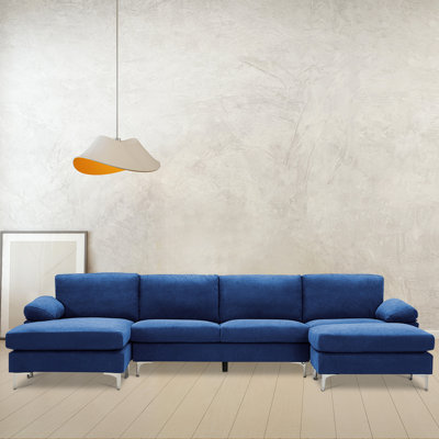 Alondo 131" Wide Reversible Sofa & Chaise with Ottoman by Orren Ellis