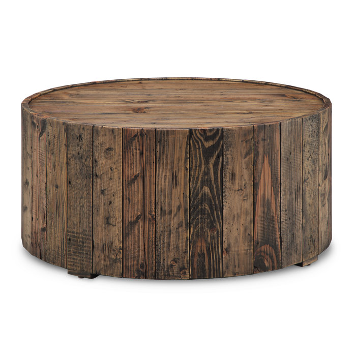 Steelside Pasadena Solid Wood Drum Coffee Table