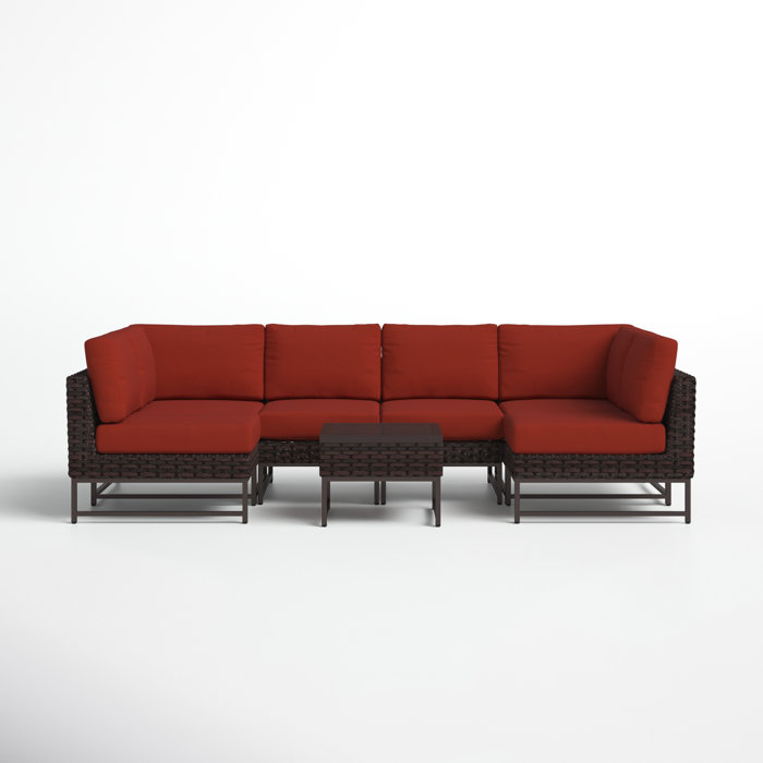 Joss and Main Nauvoo 7 Piece Rattan Sectional Seating Group with Cushions