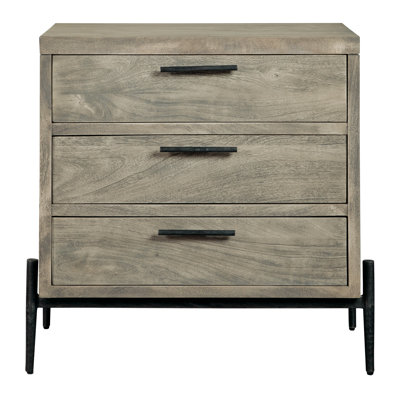 Elinor 3 - Drawer Iron Nightstand in Gray/Black by Joss and Main