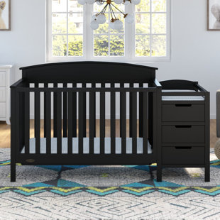 black crib and changing table