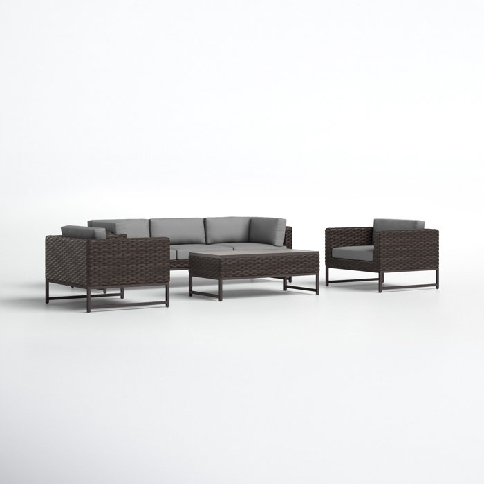 Joss and Main Nauvoo 6 Piece Rattan Sofa Seating Group with Cushions