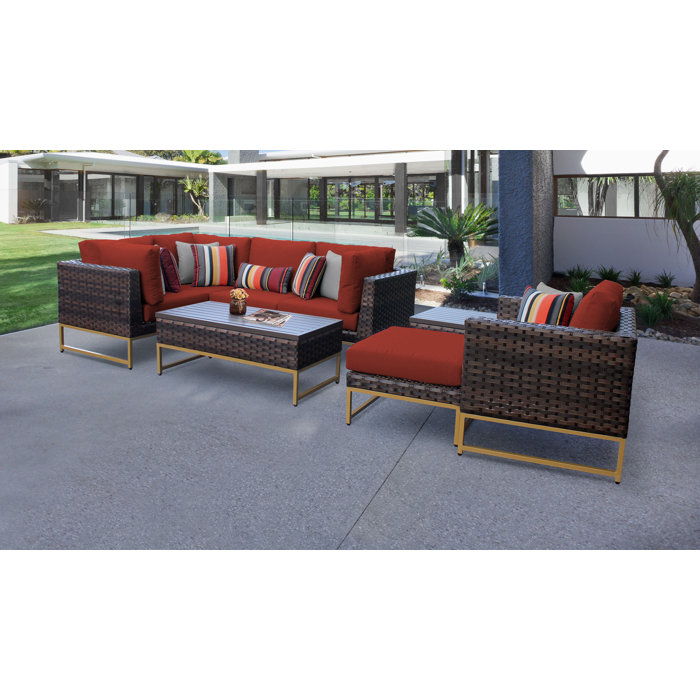 Joss and Main Nauvoo 8 Piece Rattan Sectional Seating Group with Cushions