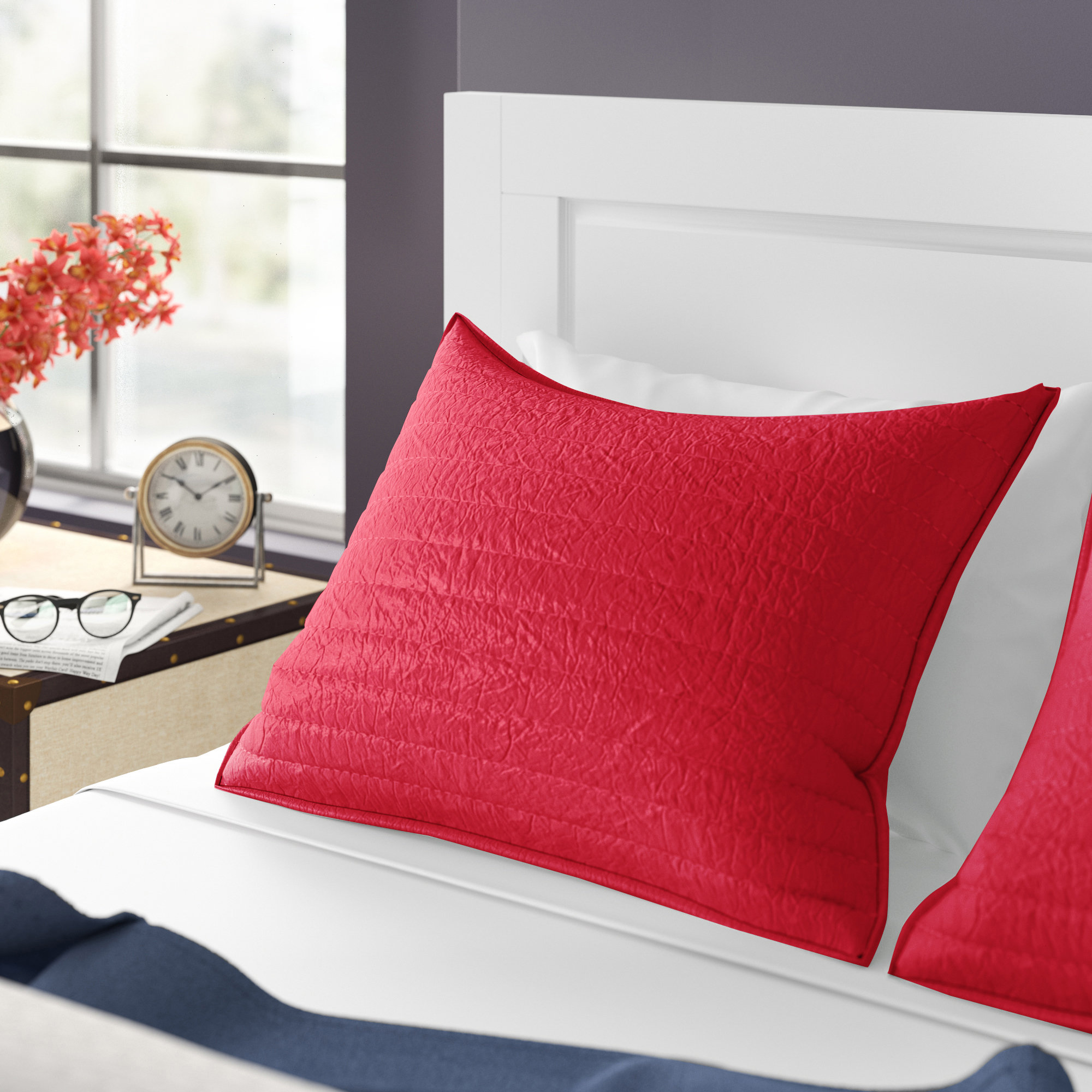 red euro pillow shams