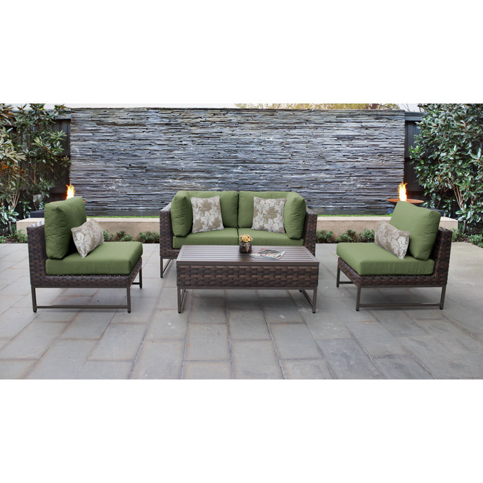 Joss and Main Nauvoo 5 Piece Rattan Sectional Seating Group with Cushions
