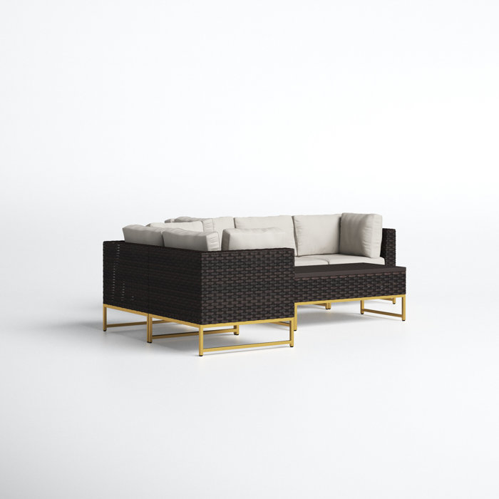 Joss and Main Nauvoo 6 Piece Rattan Sectional Seating Group