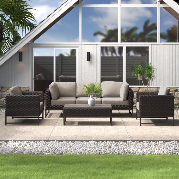 Joss and Main Nauvoo 6 Piece Rattan Sofa Seating Group with Cushions