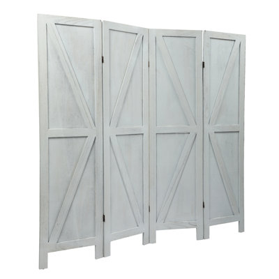 4 Pieces Of Old White Industrial Wooden Screens -182(L)*1.8(W)*170.5(H)Cm, A Must-Have Choice For Home Life.