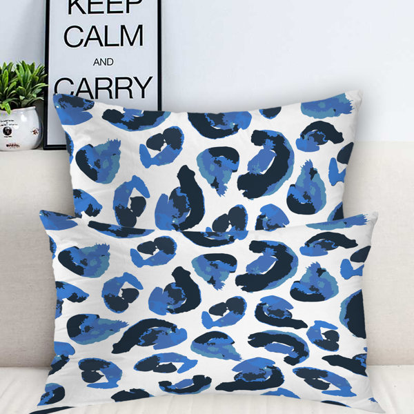 blue leopard print pillows