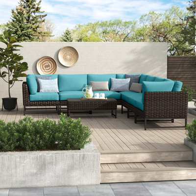 Nauvoo 8 Piece Rattan Sectional Seating Group with Cushions by Joss and Main