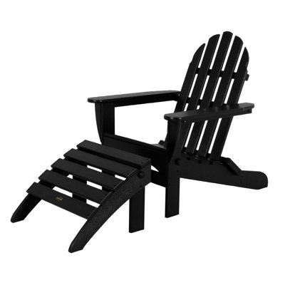 Classic Adirondack Plastic/Resin Folding Chair with Ottoman by POLYWOOD