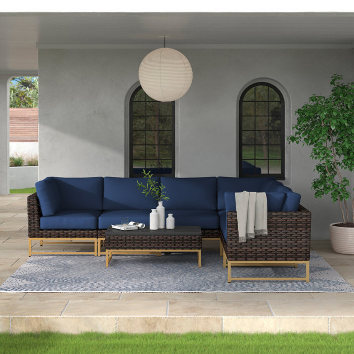 Joss and Main 7 Piece Sectional Seating Group with Cushions