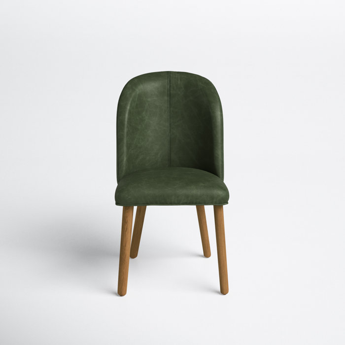 Joss and Main Nichols Leather Upholstered Side Chair in Green