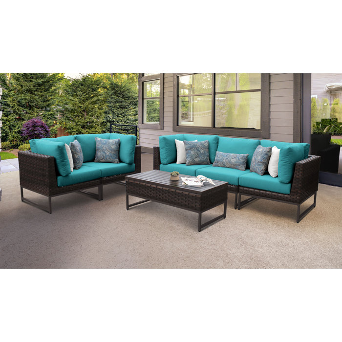Joss and Main Nauvoo 6 Piece Rattan Sectional Seating Group