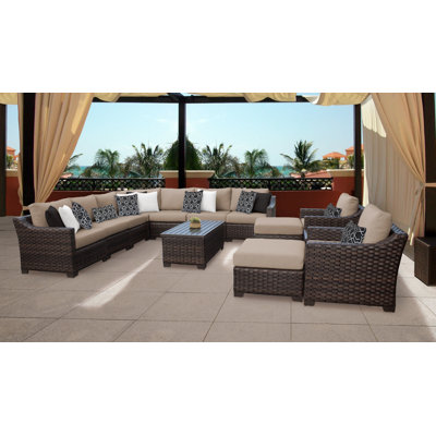 Wicker/Rattan 10 - Person Seating Group with Cushions by kathy ireland Homes and Gardens by TK Classics