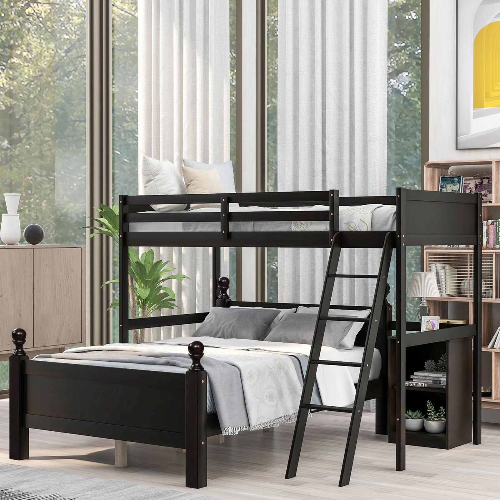 l shaped queen bunk beds